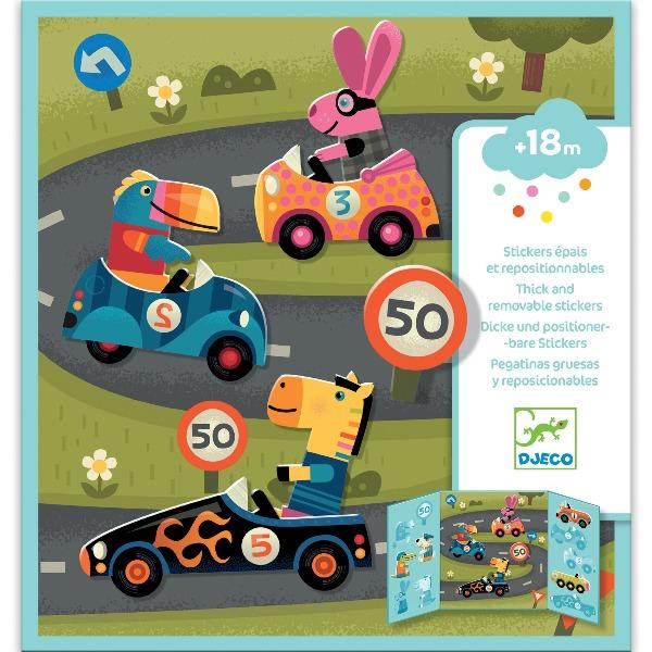 Djeco Repositionable Stickers for Toddlers - Cars - Timeless Toys