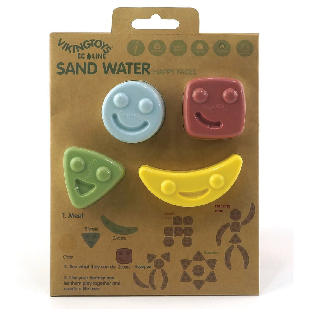Ecoline - Set of 4 Happy Faces Sand Moulds by Viking Toys - Timeless Toys