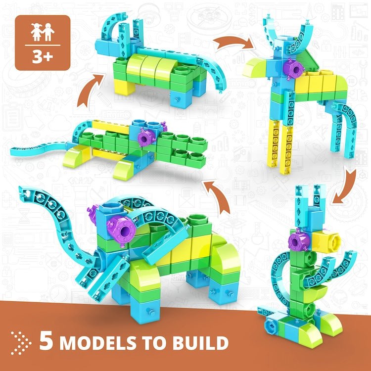 Engino: STEAMlabs Junior - Learning about Wild Animals (5 models) 3yrs+ - Timeless Toys