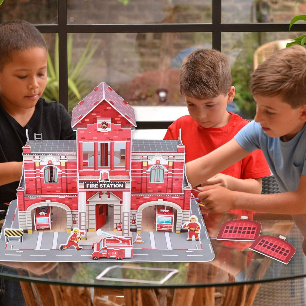 Fire Station 3D Construction Craft by Fiesta Crafts - Timeless Toys