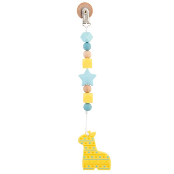 Giraffe Silicone Pacifier / Dummy Clip with Teether by Stephen Joseph - Timeless Toys