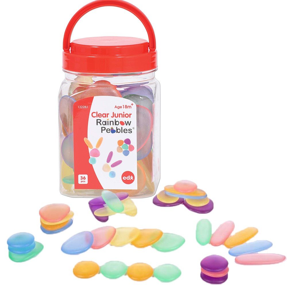 Junior Rainbow Pebbles - Clear - Jar of 36pcs by EDX Education - Timeless Toys