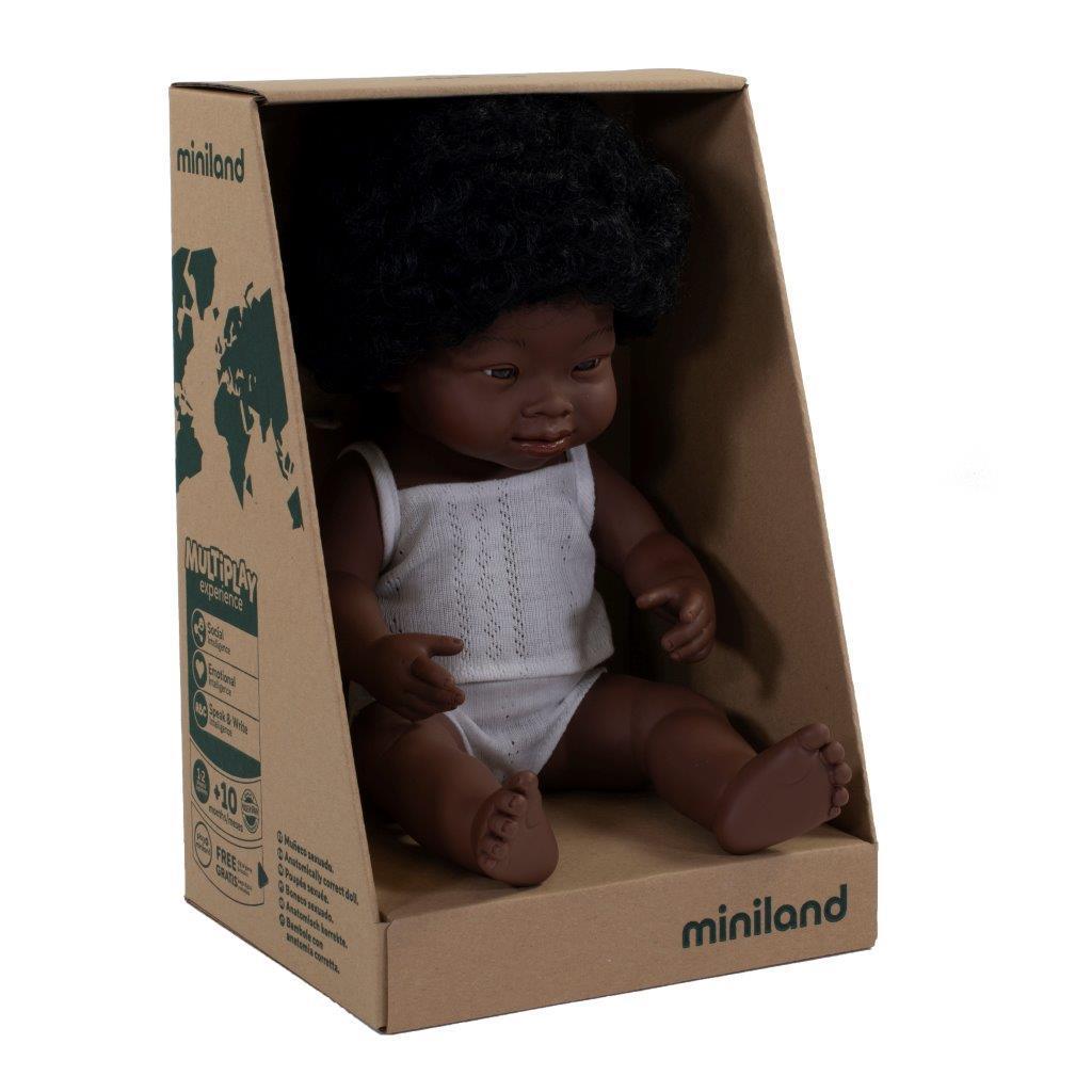 Miniland African Girl Doll with Down Syndrome - 38cm - Timeless Toys