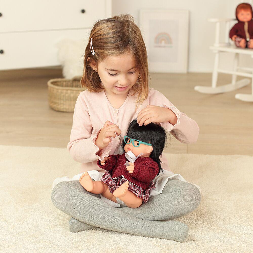 Miniland Asian Girl Doll with Glasses - 38cm - Timeless Toys