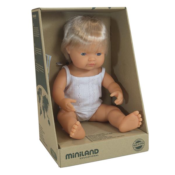 Miniland Caucasian Blonde Boy Doll - 38cm - Timeless Toys