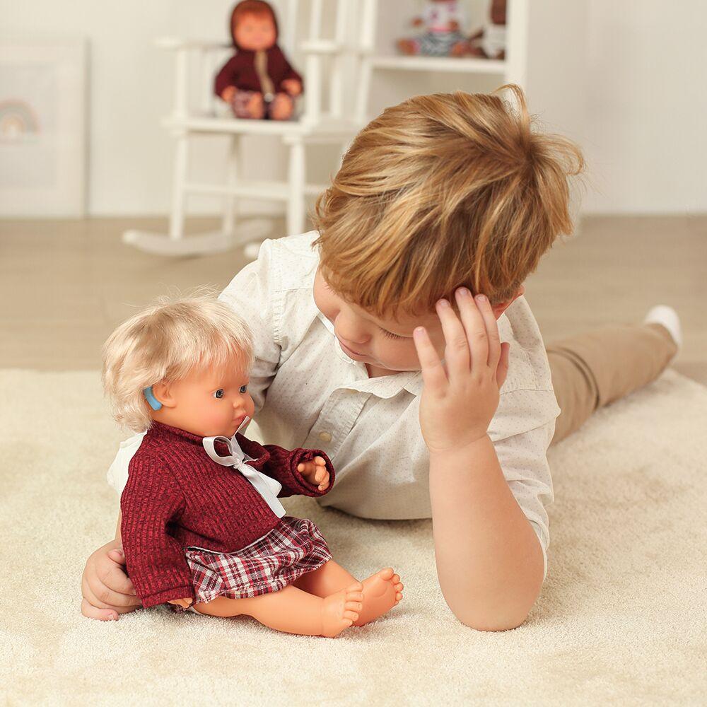 Miniland Caucasian Girl with Hearing Aid - 38cm - Timeless Toys