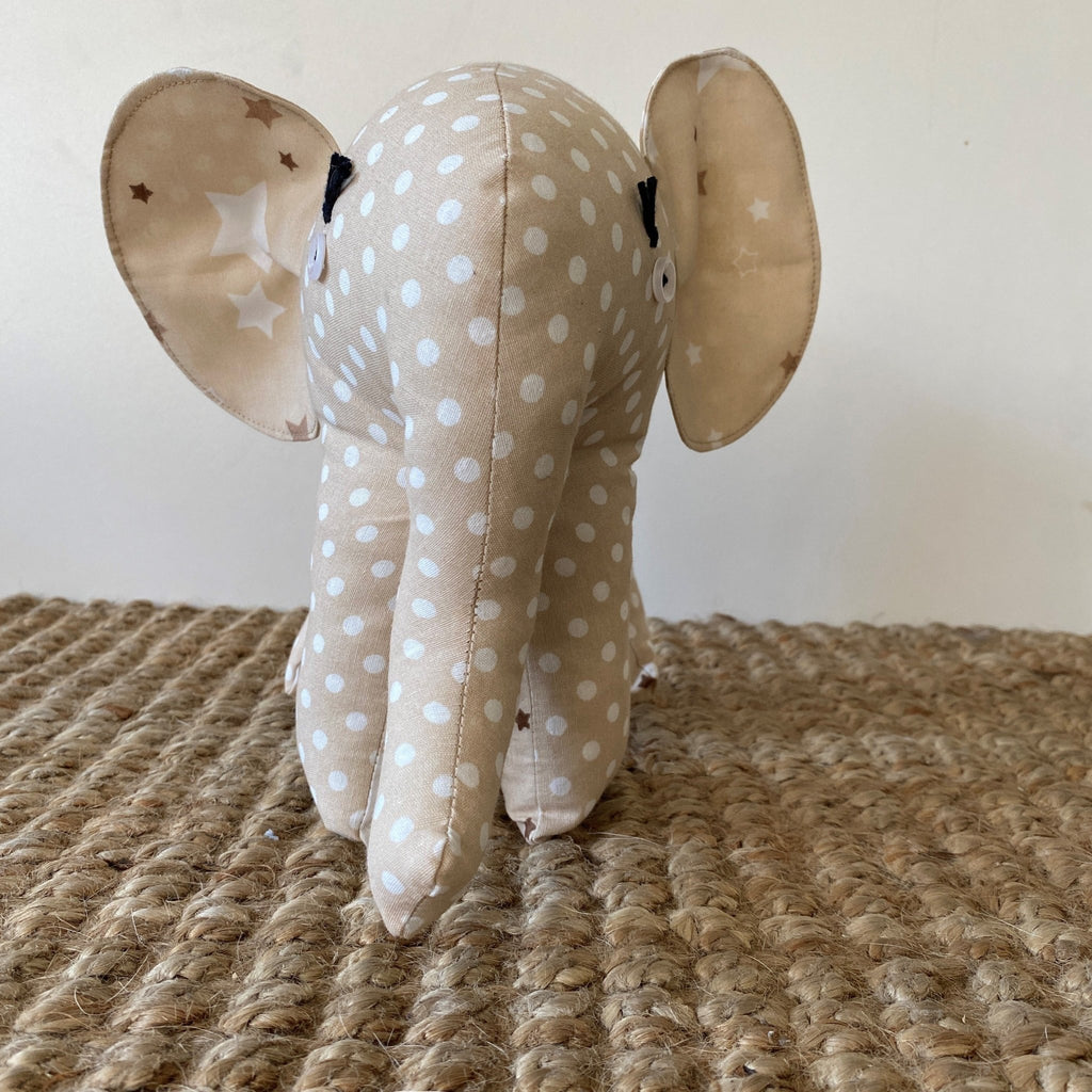 Ndlovu Handmade Elephant Soft Toy - Beige with dots - Small or medium - Timeless Toys