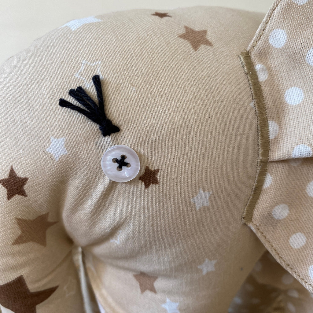 Ndlovu Handmade Elephant Soft Toy - Beige with stars - Small or medium - Timeless Toys