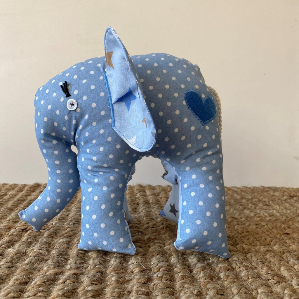 Ndlovu Handmade Elephant Soft Toy - Blue with dots - Small or medium - Timeless Toys