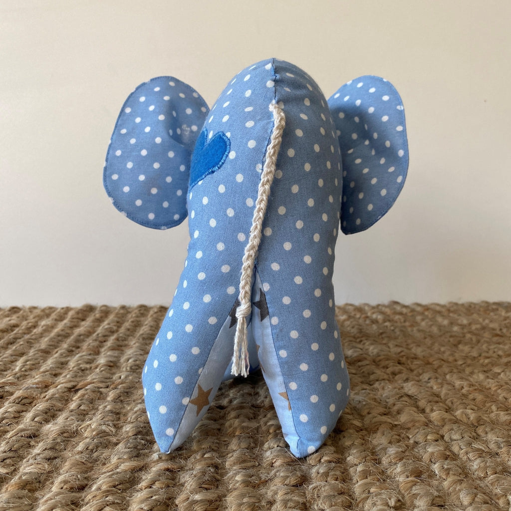 Ndlovu Handmade Elephant Soft Toy - Blue with dots - Small or medium - Timeless Toys