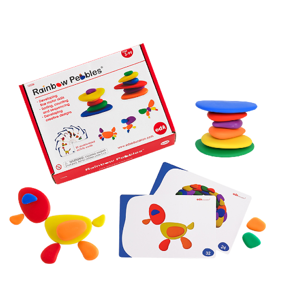 Rainbow Pebbles Activity Set - 36 pebbles + 20 activity cards - Timeless Toys