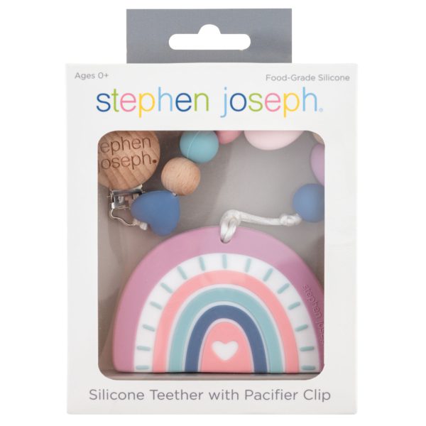 Rainbow Silicone Pacifier / Dummy Clip with Teether by Stephen Joseph - Timeless Toys