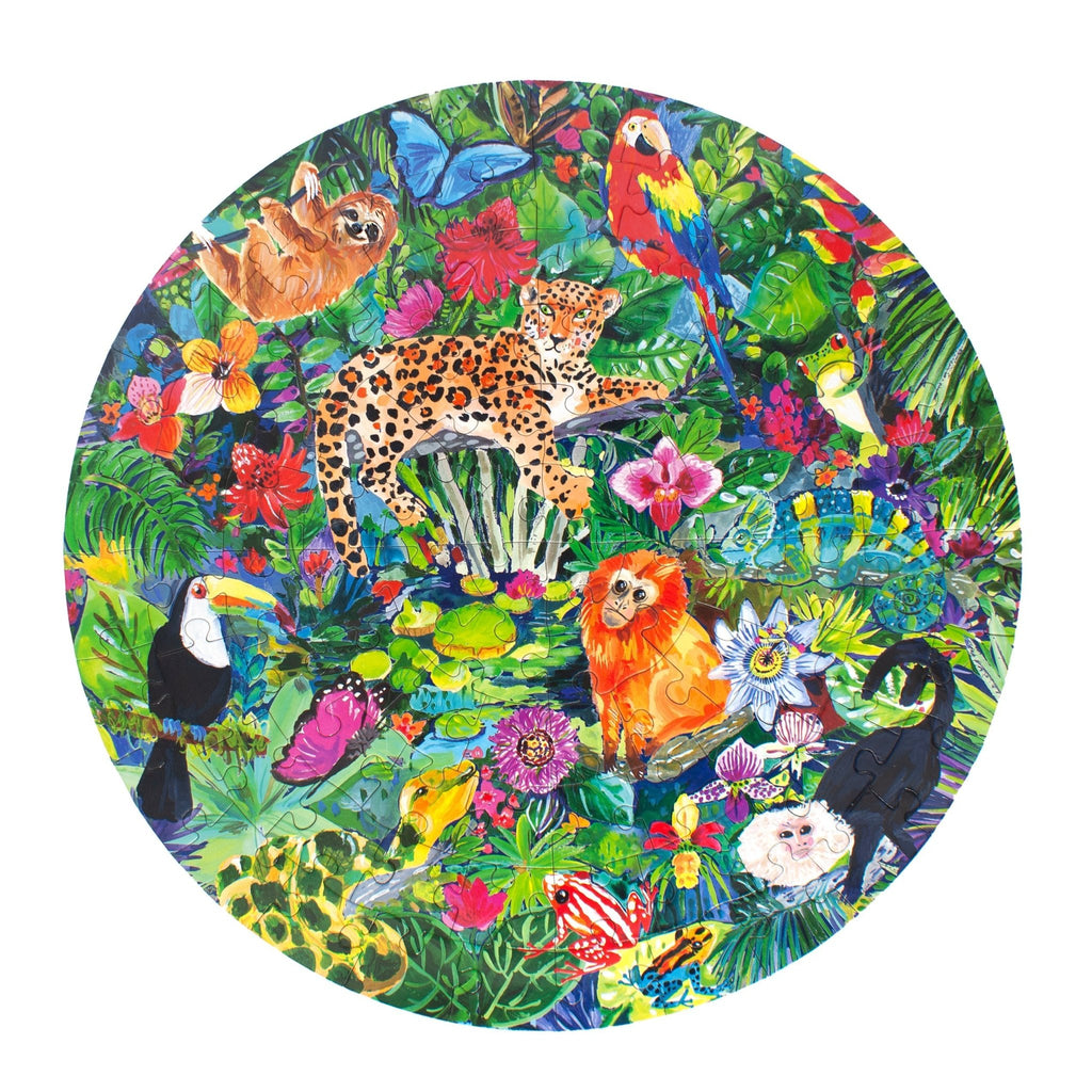 Rainforest 100pc Round Puzzle by eeBoo - Timeless Toys