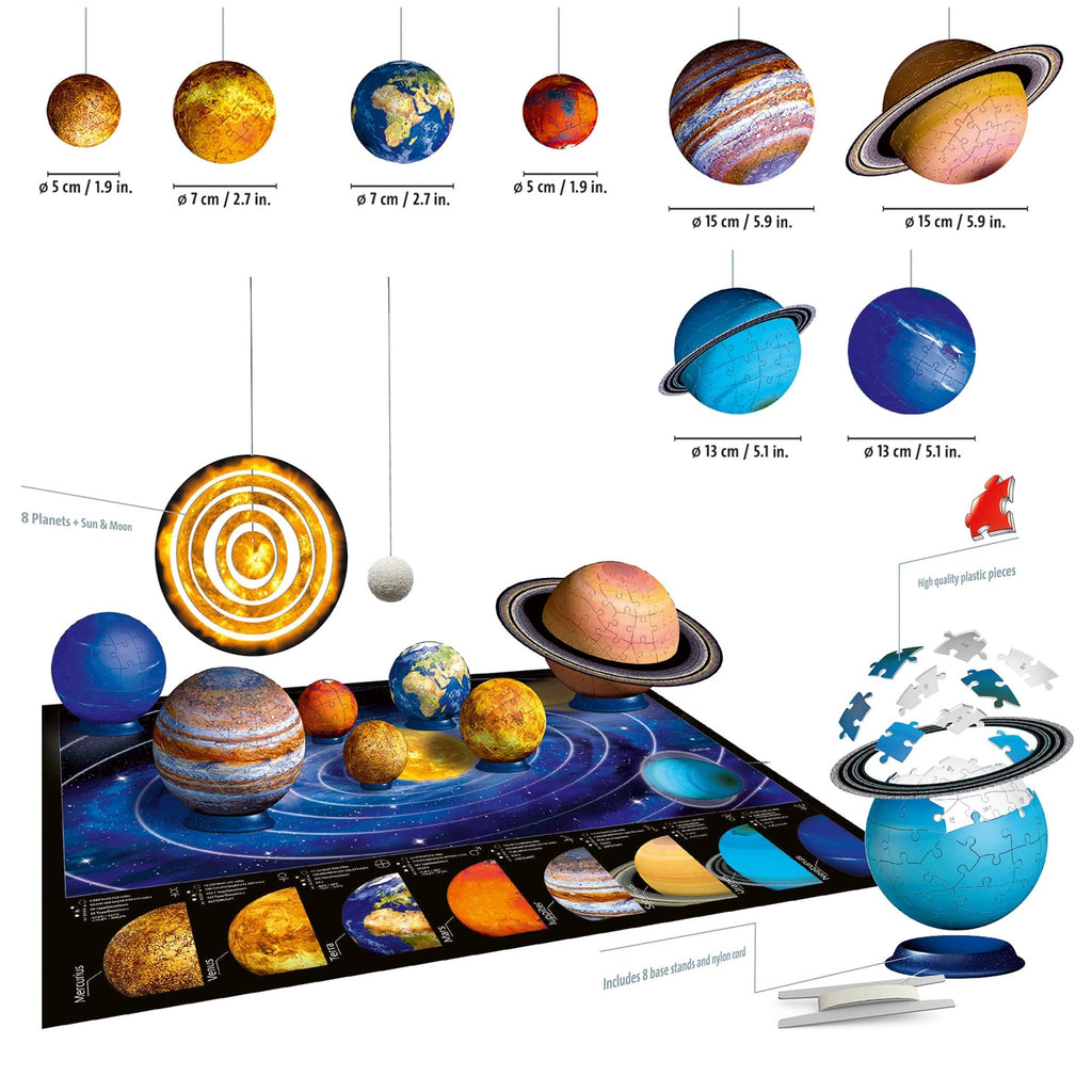 Ravensburger - 522pc 3D Puzzle - The Solar System - Timeless Toys