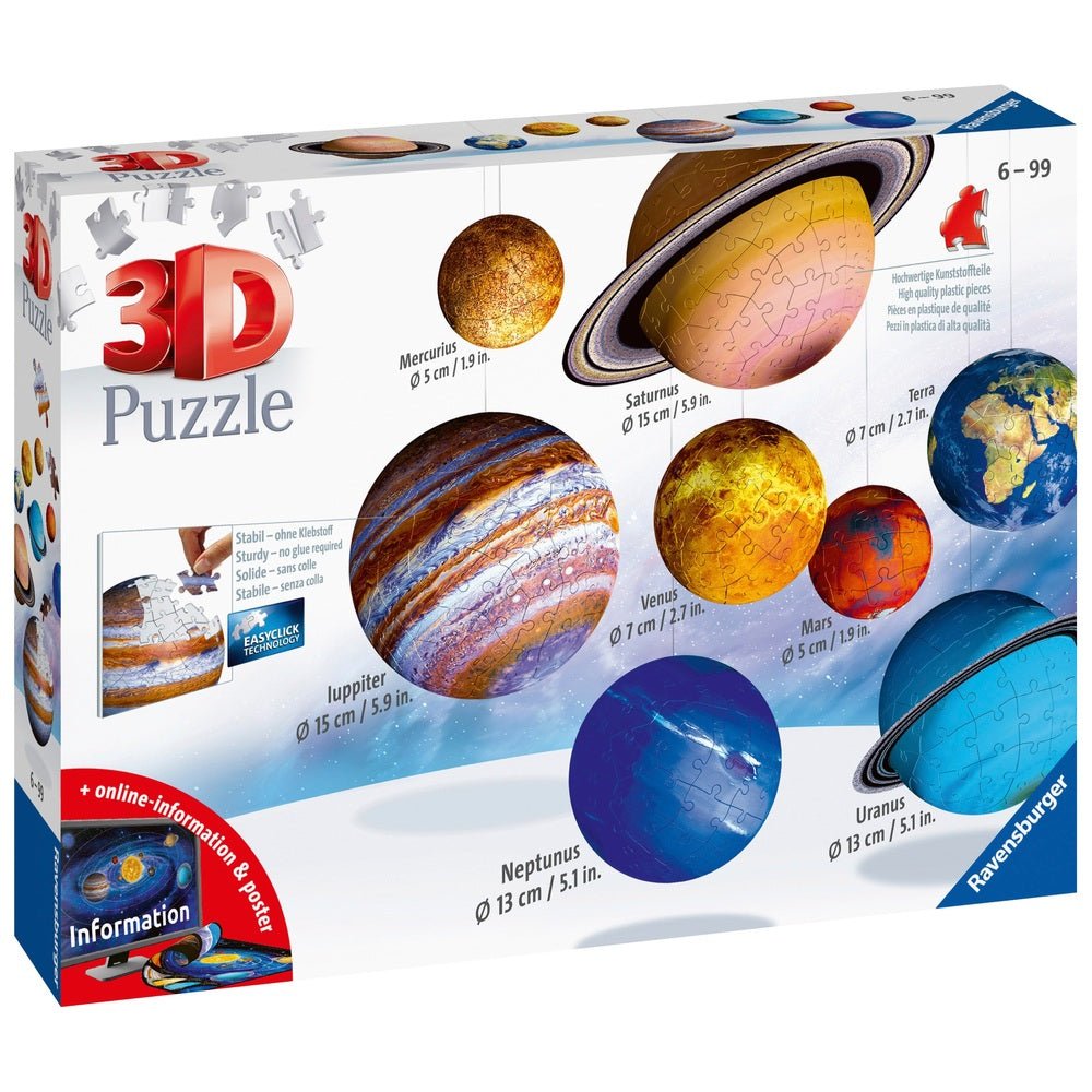 Ravensburger - 522pc 3D Puzzle - The Solar System - Timeless Toys