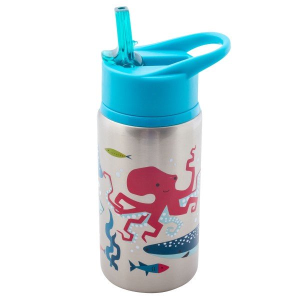 Stainless Steel Water Bottle with Flip Top Lid - Shark - Timeless Toys