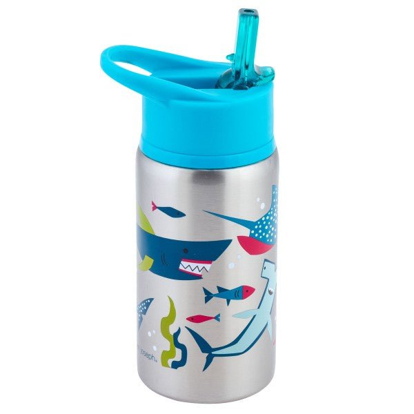 Stainless Steel Water Bottle with Flip Top Lid - Shark - Timeless Toys