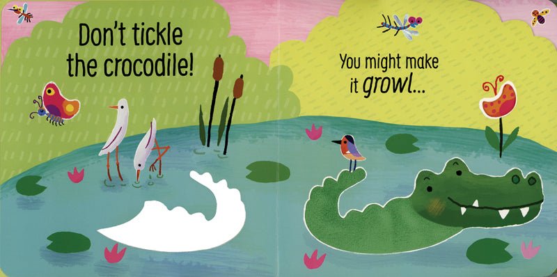 Usborne: Don't Tickle the Crocodile - a touchy feely sound book - 6mth+ - Timeless Toys