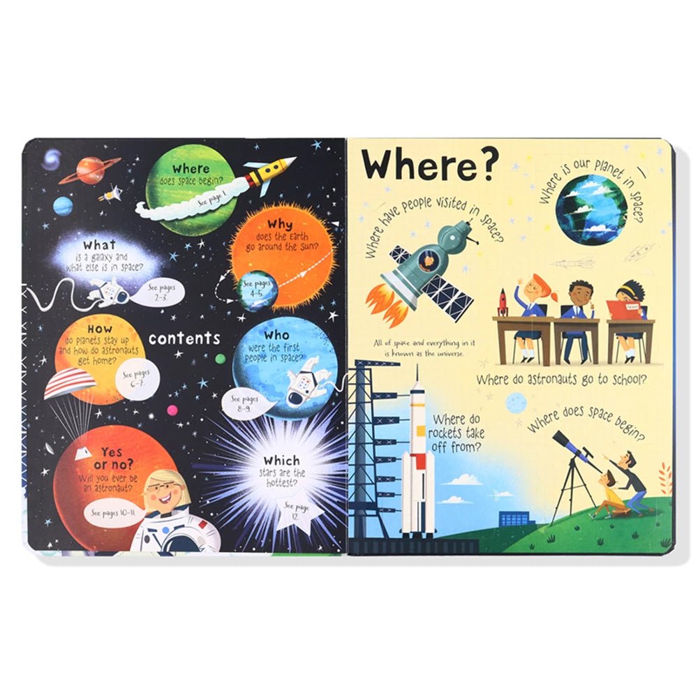 Usborne Lift the Flap Book - Questions and Answers about Space - Timeless Toys