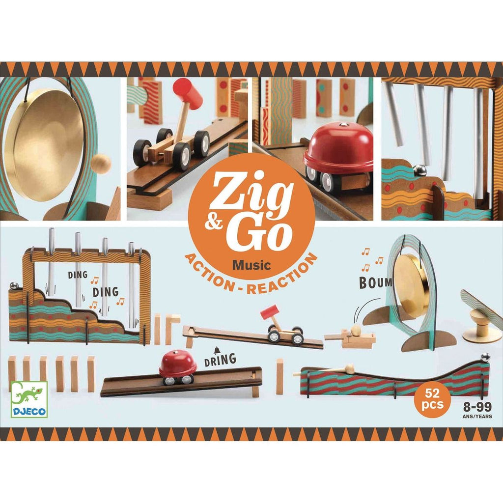 Zig and Go 52pc Wooden Construction Set - Music - Timeless Toys